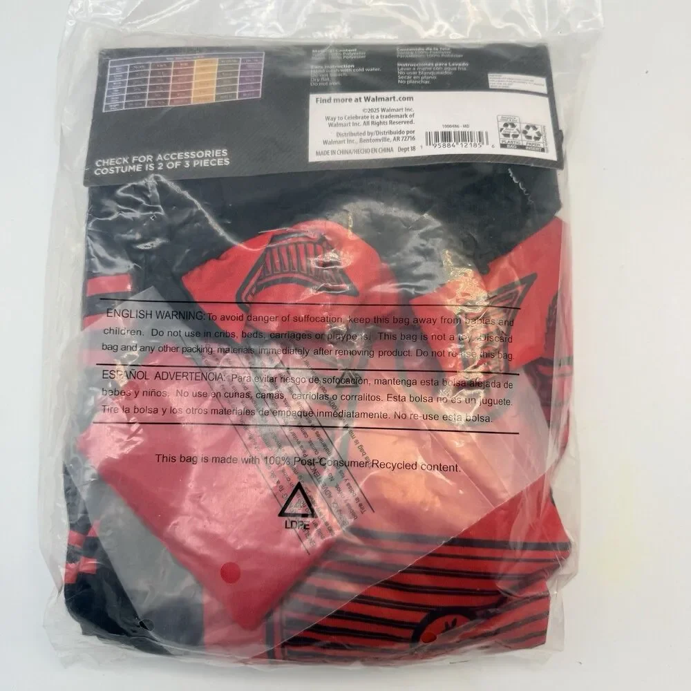 Ninja Costume for Kids Boys Size M 8 Red Black Hooded Tunic Pants Halloween
